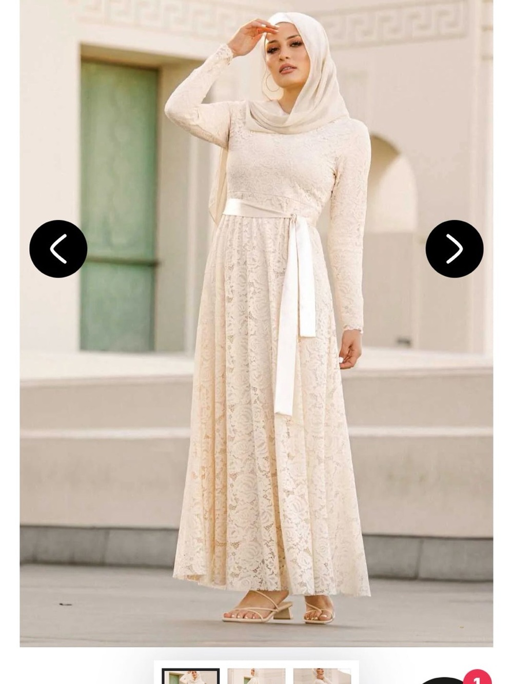 Elegant Lace Maxi Dress in Cream with Satin Waist Tie